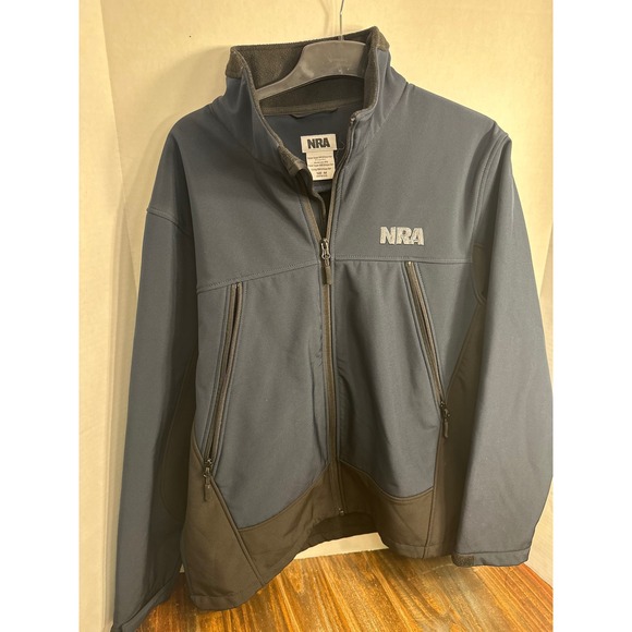 NRA Full Zip Jacket Gray Softshell Fleece Lined Pockets Outdoor Apparel Medium - Picture 1 of 7